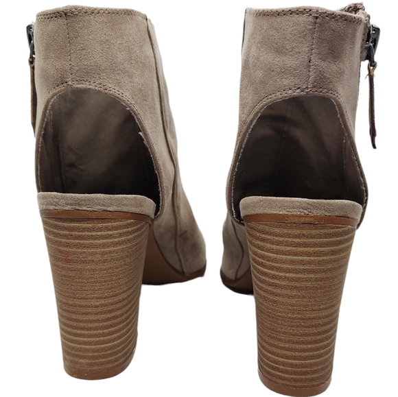 Madden Girl NinAAA Tan Peep-Toe Ankle Boots 3" Heels Outside Zippers Chu… - Picture 6 of 13